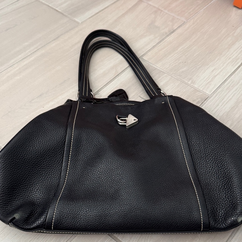 Elegant Black Prada Leather Handbag